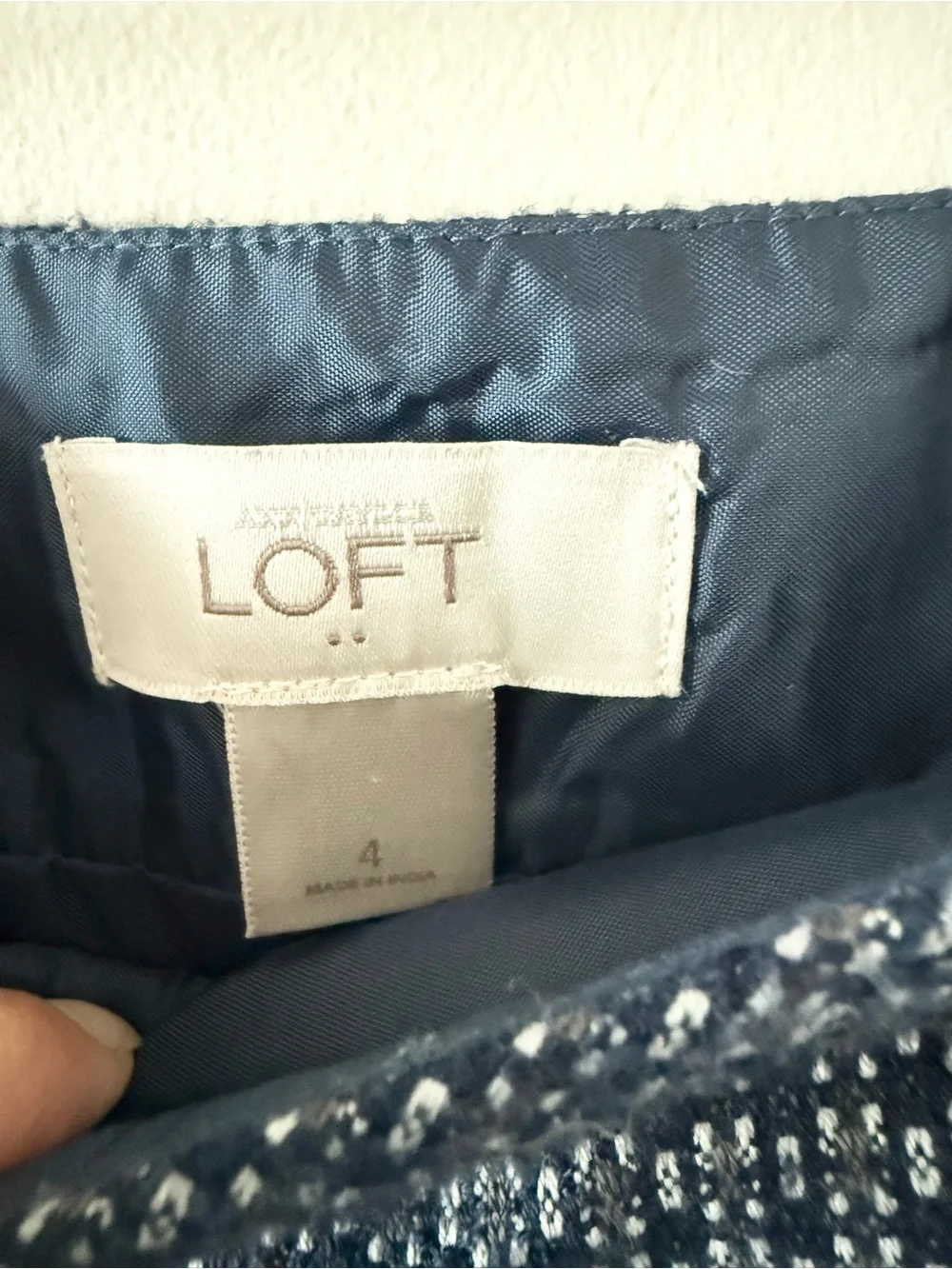 LOFT Navy Blue Textured Mini Skirt